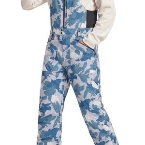🔥FREE SOLDIER Men's Insulated Waterproof Ski Snow Bibs Sz M-30L Camo Blue NWT